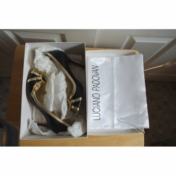 Luciano Padovan black and gold lamé leather shoes - Picture 12 of 13